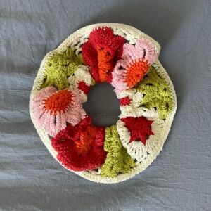 Crochet Floral Scrunchie Boho Cottagecore Hair Accessory